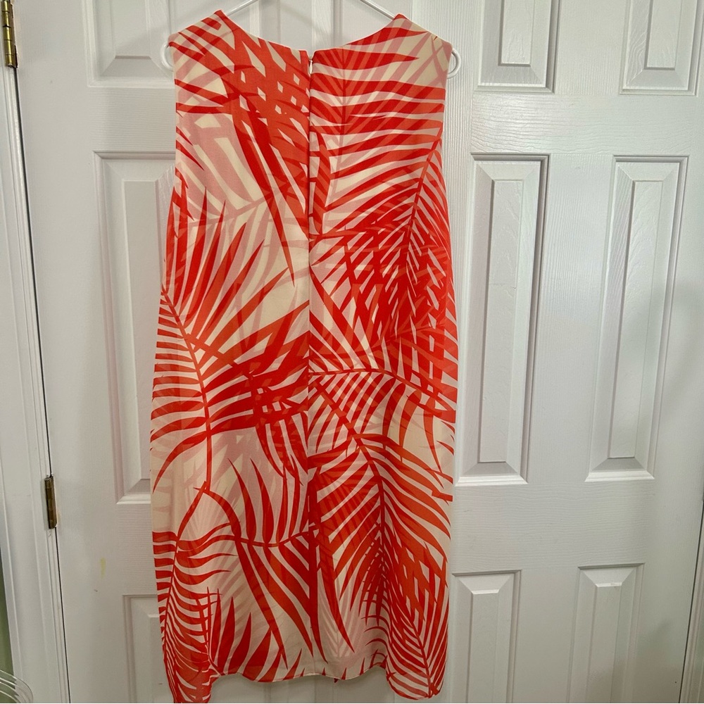 Chico’s Orange & Cream Sleeveless Palm Leaf Tropical Print Dress Size XL - Picture 5 of 14